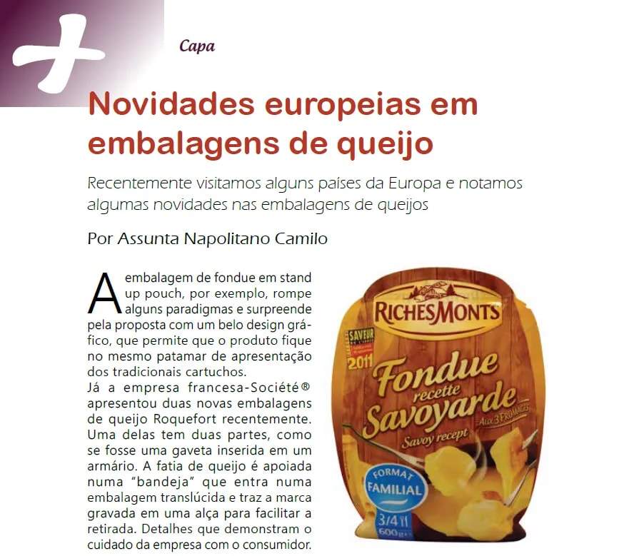Capa: Novidades europeias emembalagens de queijo