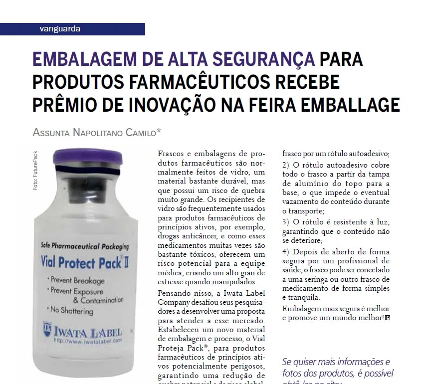 Capa: EMBALAGEM DE ALTA SEGURANÇA PARA PRODUTOS FARMACÊUTICOS RECEBE PRÊMIO DE INOVAÇÃO NA FEIRA EMBALLAGE