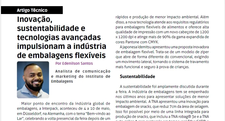 Capa: Inovação, sustentabilidade e tecnologias avançadas impulsionam a indústria de embalagens flexíveis