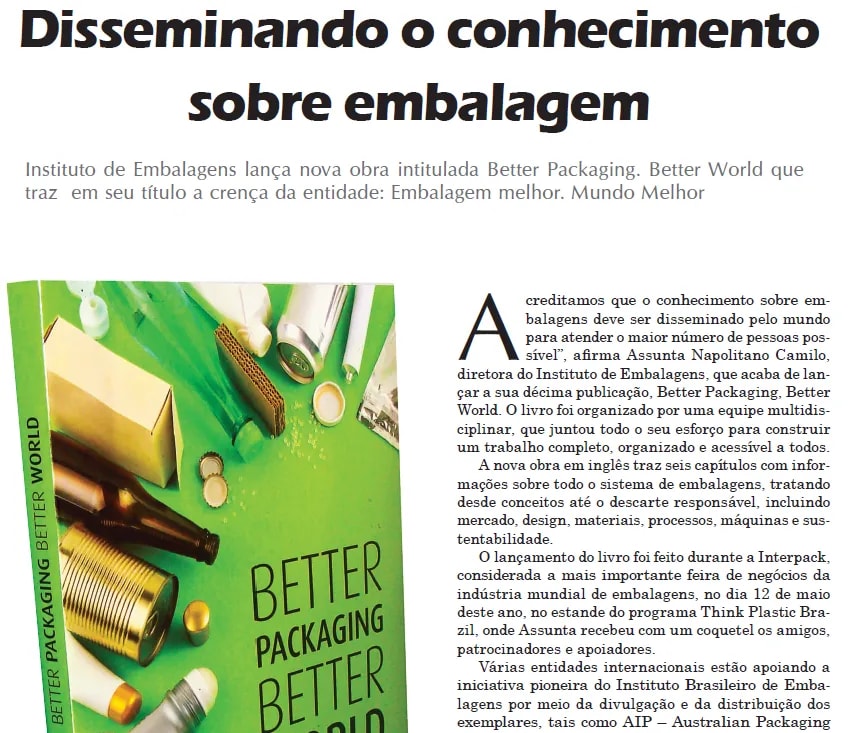 Capa: Disseminando o conhecimento sobre embalagem