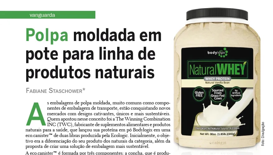 Capa: Polpa moldada em pote para linha de produtos naturais