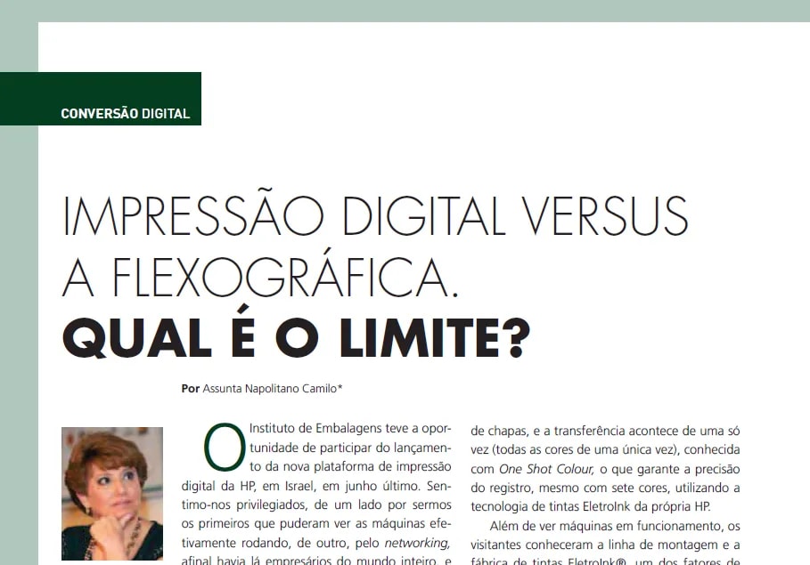 Capa: IMPRESSÃO DIGITAL VERSUS A FLEXOGRÁFICA. QUAL É O LIMITE?